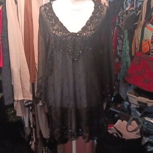 Newport News Black Sequin Blouse/ Dress